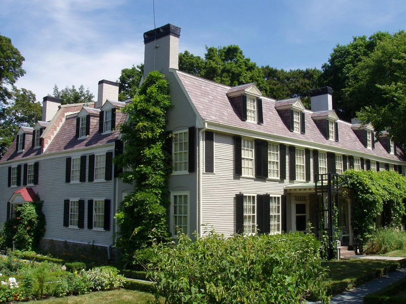 Old House at Peacefield and Stone Library
